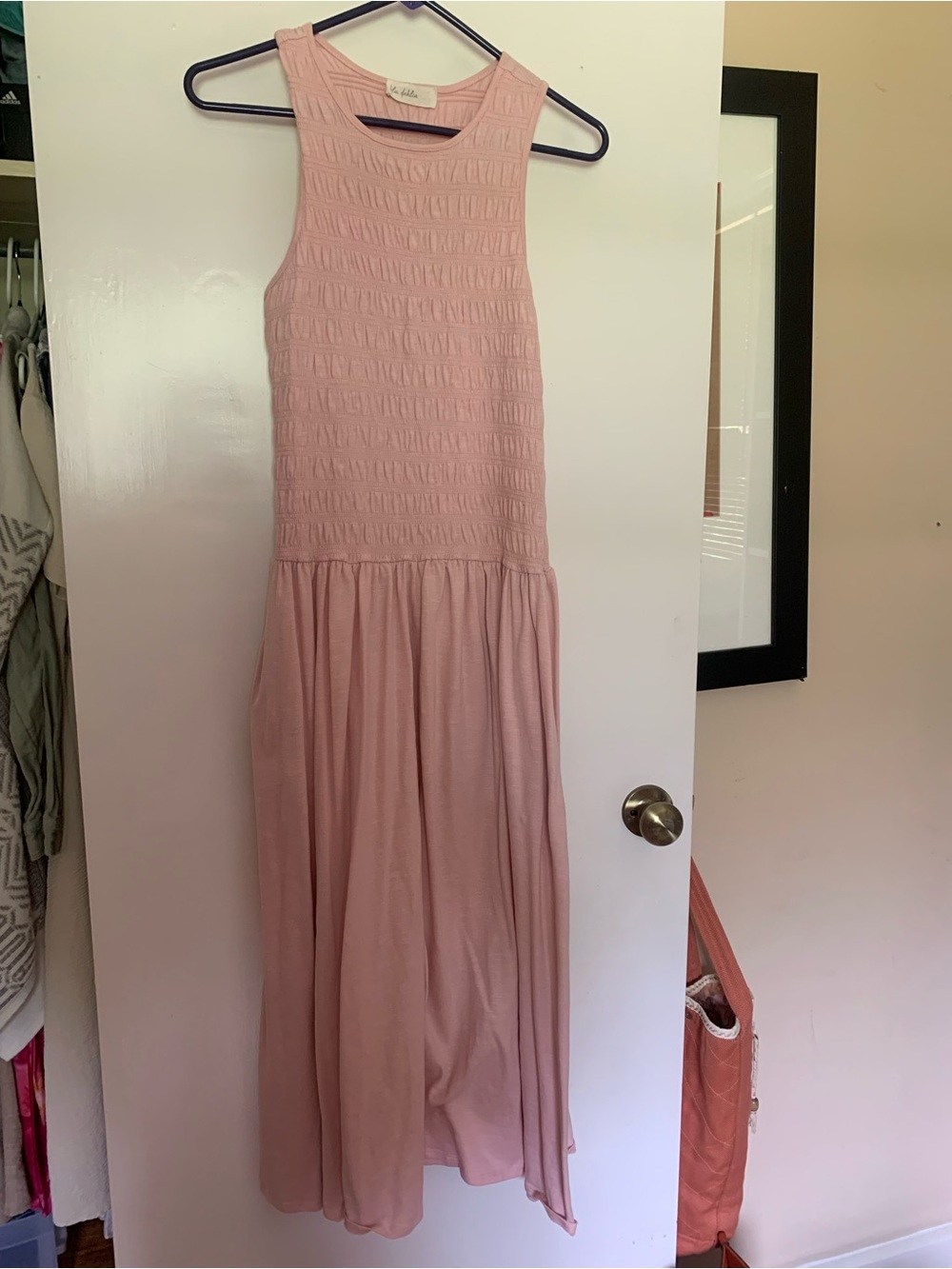 Sleeveless Smocked Maxi Dress in Blush Pink